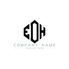 EDH letter logo design with polygon shape. EDH polygon logo monogram. EDH cube logo design. EDH hexagon vector logo template white and black colors. EDH monogram, EDH business and real estate logo. 