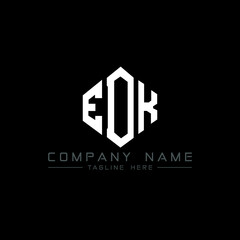 EDK letter logo design with polygon shape. EDK polygon logo monogram. EDK cube logo design. EDK hexagon vector logo template white and black colors. EDK monogram, EDK business and real estate logo. 