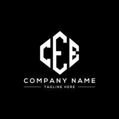 CEE letter logo design with polygon shape. CEE polygon logo monogram. CEE cube logo design. CEE hexagon vector logo template white and black colors. CEE monogram, CEE business and real estate logo. 