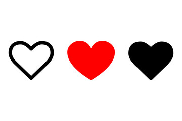 Heart icon set. Love sign isolated on a background, vector illustration
