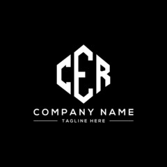 CER letter logo design with polygon shape. CER polygon logo monogram. CER cube logo design. CER hexagon vector logo template white and black colors. CER monogram, CER business and real estate logo. 