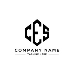 Fototapeta premium CES letter logo design with polygon shape. CES polygon logo monogram. CES cube logo design. CES hexagon vector logo template white and black colors. CES monogram, CES business and real estate logo. 