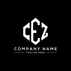 CEZ letter logo design with polygon shape. CEZ polygon logo monogram. CEZ cube logo design. CEZ hexagon vector logo template white and black colors. CEZ monogram, CEZ business and real estate logo. 