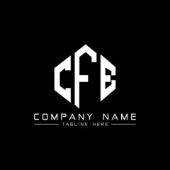 CFE letter logo design with polygon shape. CFE polygon logo monogram. CFE cube logo design. CFE hexagon vector logo template white and black colors. CFE monogram, CFE business and real estate logo. 