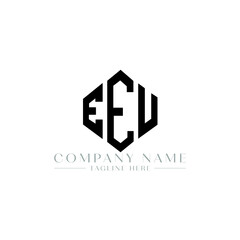 EEU letter logo design with polygon shape. EEU polygon logo monogram. EEU cube logo design. EEU hexagon vector logo template white and black colors. EEU monogram, EEU business and real estate logo.