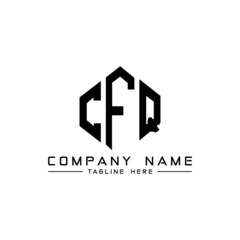 CFQ letter logo design with polygon shape. CFQ polygon logo monogram. CFQ cube logo design. CFQ hexagon vector logo template white and black colors. CFQ monogram, CFQ business and real estate logo. 