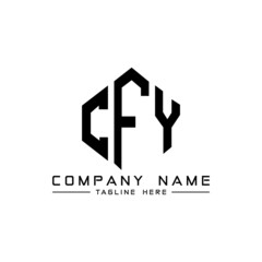 Obraz premium CFY letter logo design with polygon shape. CFY polygon logo monogram. CFY cube logo design. CFY hexagon vector logo template white and black colors. CFY monogram, CFY business and real estate logo. 