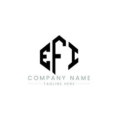 EFI letter logo design with polygon shape. EFI polygon logo monogram. EFI cube logo design. EFI hexagon vector logo template white and black colors. EFI monogram, EFI business and real estate logo. 