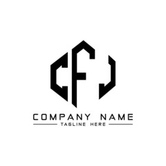 CFJ letter logo design with polygon shape. CFJ polygon logo monogram. CFJ cube logo design. CFJ hexagon vector logo template white and black colors. CFJ monogram, CFJ business and real estate logo. 