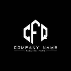 CFQ letter logo design with polygon shape. CFQ polygon logo monogram. CFQ cube logo design. CFQ hexagon vector logo template white and black colors. CFQ monogram, CFQ business and real estate logo. 