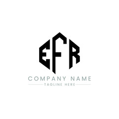 EFR letter logo design with polygon shape. EFR polygon logo monogram. EFR cube logo design. EFR hexagon vector logo template white and black colors. EFR monogram, EFR business and real estate logo. 