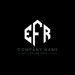 EFR letter logo design with polygon shape. EFR polygon logo monogram. EFR cube logo design. EFR hexagon vector logo template white and black colors. EFR monogram, EFR business and real estate logo. 