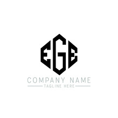Fototapeta premium EGE letter logo design with polygon shape. EGE polygon logo monogram. EGE cube logo design. EGE hexagon vector logo template white and black colors. EGE monogram, EGE business and real estate logo. 