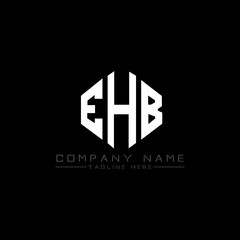Fototapeta premium EHB letter logo design with polygon shape. EHB polygon logo monogram. EHB cube logo design. EHB hexagon vector logo template white and black colors. EHB monogram, EHB business and real estate logo. 