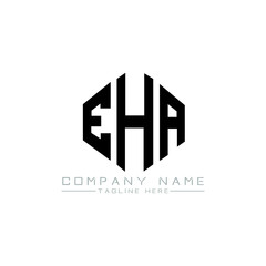 EHA letter logo design with polygon shape. EHA polygon logo monogram. EHA cube logo design. EHA hexagon vector logo template white and black colors. EHA monogram, EHA business and real estate logo. 