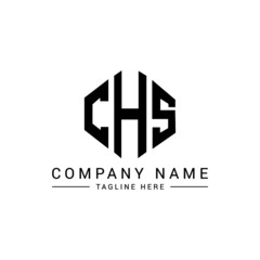 CHS letter logo design with polygon shape. CHS polygon logo monogram. CHS cube logo design. CHS hexagon vector logo template white and black colors. CHS monogram, CHS business and real estate logo. 
