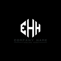 Obraz premium EHH letter logo design with polygon shape. EHH polygon logo monogram. EHH cube logo design. EHH hexagon vector logo template white and black colors. EHH monogram, EHH business and real estate logo. 
