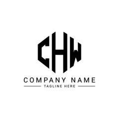 Fototapeta premium CHW letter logo design with polygon shape. CHW polygon logo monogram. CHW cube logo design. CHW hexagon vector logo template white and black colors. CHW monogram, CHW business and real estate logo. 