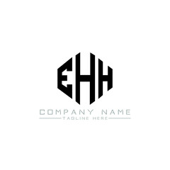 EHH letter logo design with polygon shape. EHH polygon logo monogram. EHH cube logo design. EHH hexagon vector logo template white and black colors. EHH monogram, EHH business and real estate logo. 