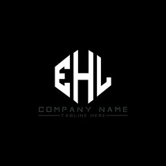 EHL letter logo design with polygon shape. EHL polygon logo monogram. EHL cube logo design. EHL hexagon vector logo template white and black colors. EHL monogram, EHL business and real estate logo. 
