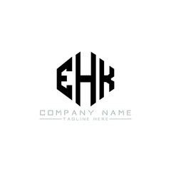 EHK letter logo design with polygon shape. EHK polygon logo monogram. EHK cube logo design. EHK hexagon vector logo template white and black colors. EHK monogram, EHK business and real estate logo. 