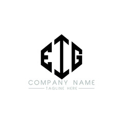 EIG letter logo design with polygon shape. EIG polygon logo monogram. EIG cube logo design. EIG hexagon vector logo template white and black colors. EIG monogram, EIG business and real estate logo. 