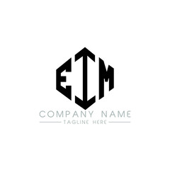 EIM letter logo design with polygon shape. EIM polygon logo monogram. EIM cube logo design. EIM hexagon vector logo template white and black colors. EIM monogram, EIM business and real estate logo. 