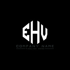 EHV letter logo design with polygon shape. EHV polygon logo monogram. EHV cube logo design. EHV hexagon vector logo template white and black colors. EHV monogram, EHV business and real estate logo. 