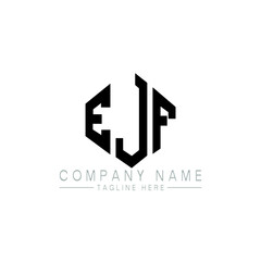 EJF letter logo design with polygon shape. EJF polygon logo monogram. EJF cube logo design. EJF hexagon vector logo template white and black colors. EJF monogram, EJF business and real estate logo. 