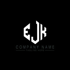 EJK letter logo design with polygon shape. EJK polygon logo monogram. EJK cube logo design. EJK hexagon vector logo template white and black colors. EJK monogram, EJK business and real estate logo. 