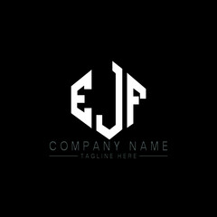 EJF letter logo design with polygon shape. EJF polygon logo monogram. EJF cube logo design. EJF hexagon vector logo template white and black colors. EJF monogram, EJF business and real estate logo. 