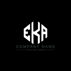 EKA letter logo design with polygon shape. EKA polygon logo monogram. EKA cube logo design. EKA hexagon vector logo template white and black colors. EKA monogram, EKA business and real estate logo. 