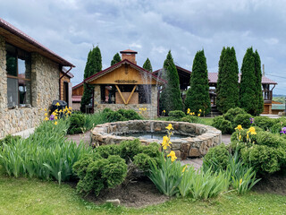Fototapeta na wymiar foutain in the garden. fountain in the courtyard of a country house.