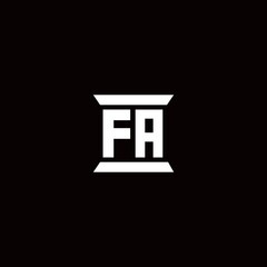 FA Logo monogram with pillar shape designs template
