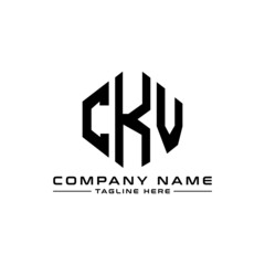 Fototapeta premium CKV letter logo design with polygon shape. CKV polygon logo monogram. CKV cube logo design. CKV hexagon vector logo template white and black colors. CKV monogram, CKV business and real estate logo. 