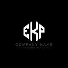 Obraz premium EKP letter logo design with polygon shape. EKP polygon logo monogram. EKP cube logo design. EKP hexagon vector logo template white and black colors. EKP monogram, EKP business and real estate logo. 