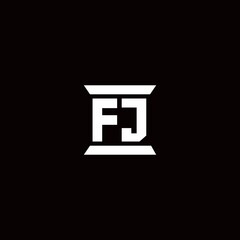 FJ Logo monogram with pillar shape designs template