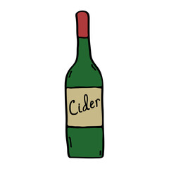 Cider bottle doodle logo icon sign Hand drawn sketch Apple drink symbol emblem Art game design Cartoon children's style Fashion print clothes apparel greeting invitation card cover flyer poster banner