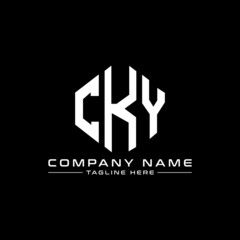 CKY letter logo design with polygon shape. CKY polygon logo monogram. CKY cube logo design. CKY hexagon vector logo template white and black colors. CKY monogram, CKY business and real estate logo. 