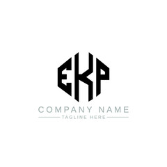 Obraz premium EKP letter logo design with polygon shape. EKP polygon logo monogram. EKP cube logo design. EKP hexagon vector logo template white and black colors. EKP monogram, EKP business and real estate logo. 