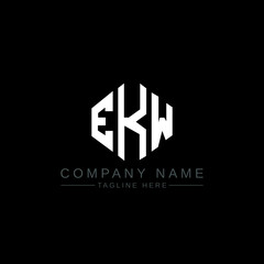 Obraz premium EKW letter logo design with polygon shape. EKW polygon logo monogram. EKW cube logo design. EKW hexagon vector logo template white and black colors. EKW monogram, EKW business and real estate logo. 