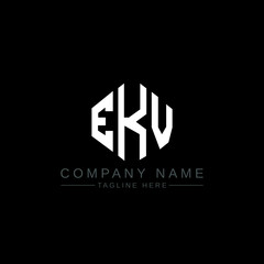 EKV letter logo design with polygon shape. EKV polygon logo monogram. EKV cube logo design. EKV hexagon vector logo template white and black colors. EKV monogram, EKV business and real estate logo. 