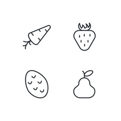 fruits vegetable set icon, isolated fruits vegetable set sign icon, vector illustration