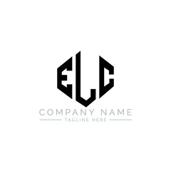 Obraz premium ELC letter logo design with polygon shape. ELC polygon logo monogram. ELC cube logo design. ELC hexagon vector logo template white and black colors. ELC monogram, ELC business and real estate logo. 