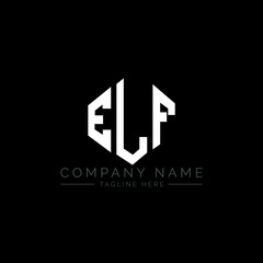 Fototapeta premium ELF letter logo design with polygon shape. ELF polygon logo monogram. ELF cube logo design. ELF hexagon vector logo template white and black colors. ELF monogram, ELF business and real estate logo. 