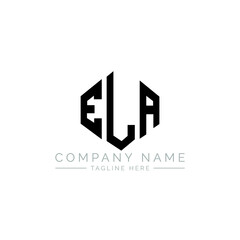 ELA letter logo design with polygon shape. ELA polygon logo monogram. ELA cube logo design. ELA hexagon vector logo template white and black colors. ELA monogram, ELA business and real estate logo. 