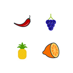 fruits vegetable set icon, isolated fruits vegetable set sign icon, vector illustration