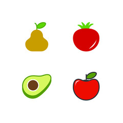 fruits vegetable set icon, isolated fruits vegetable set sign icon, vector illustration