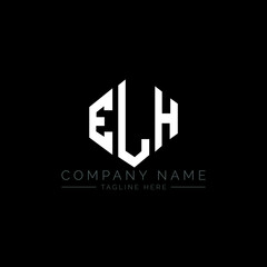 ELH letter logo design with polygon shape. ELH polygon logo monogram. ELH cube logo design. ELH hexagon vector logo template white and black colors. ELH monogram, ELH business and real estate logo. 