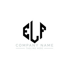 Fototapeta premium ELF letter logo design with polygon shape. ELF polygon logo monogram. ELF cube logo design. ELF hexagon vector logo template white and black colors. ELF monogram, ELF business and real estate logo. 